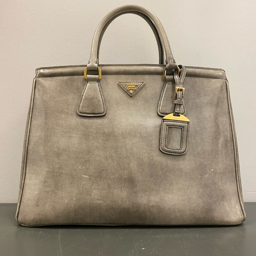 SOLD Prada Patent Leather Spazzolato Smoky Quartz Shopping Tote